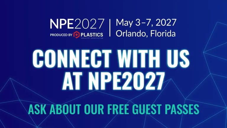 Imagen promocional del evento NPE2027 con las fechas del 3 al 7 de mayo de 2027 en Orlando, Florida, y los mensajes «Únete a nosotros en NPE2027» y «Pregúntanos por nuestras entradas gratuitas para invitados»
